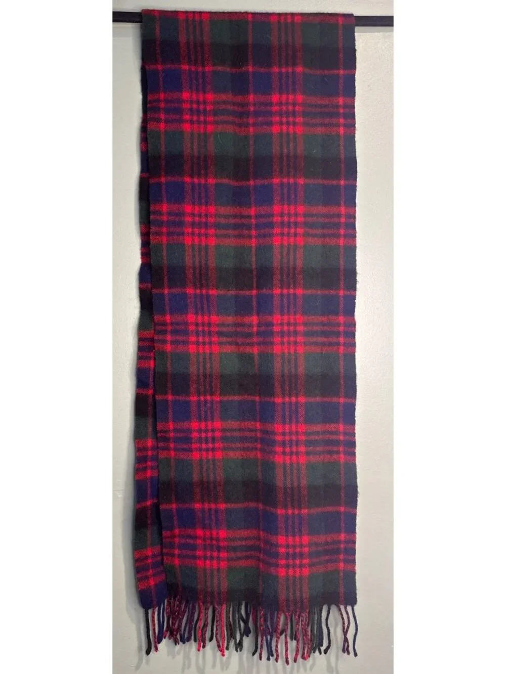 Shepherds Land 100% Lambswool Plaid Scarf Fringe Preppy Old Money Quit Glam